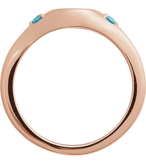 72463 Ring Set 14K Rose Natural Blue Zircon Round 2 Mm Polished Natural Zircon Signet Ring