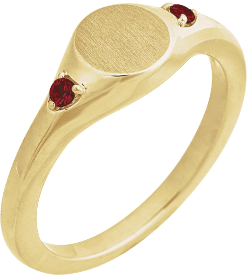 72463 Ring Set 14K Yellow Natural Mozambique Garnet Round 2 Mm Polished Natural Mozambique Garnet Signet Ring