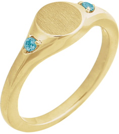 72463 Ring Set 14K Yellow Natural Blue Zircon Round 2 Mm Polished Natural Zircon Signet Ring