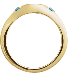 72463 Ring Set 14K Yellow Natural Blue Zircon Round 2 Mm Polished Natural Zircon Signet Ring