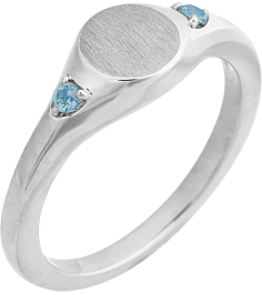 72463 Ring Set 14K White Natural Aquamarine Round 2 Mm Polished Natural Aquamarine Signet Ring