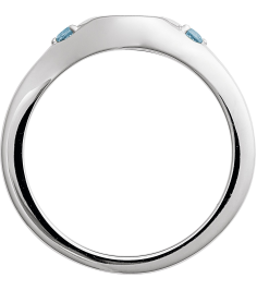 72463 Ring Set 14K White Natural Aquamarine Round 2 Mm Polished Natural Aquamarine Signet Ring