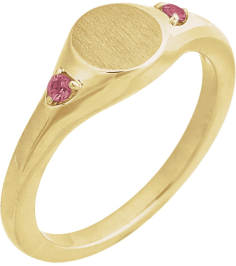 72463 Ring Set 14K Yellow Natural Pink Tourmaline Round 2 Mm Polished Natural Pink Tourmaline Signet Ring