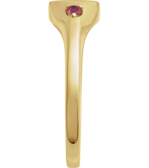 72463 Ring Set 14K Yellow Natural Pink Tourmaline Round 2 Mm Polished Natural Pink Tourmaline Signet Ring