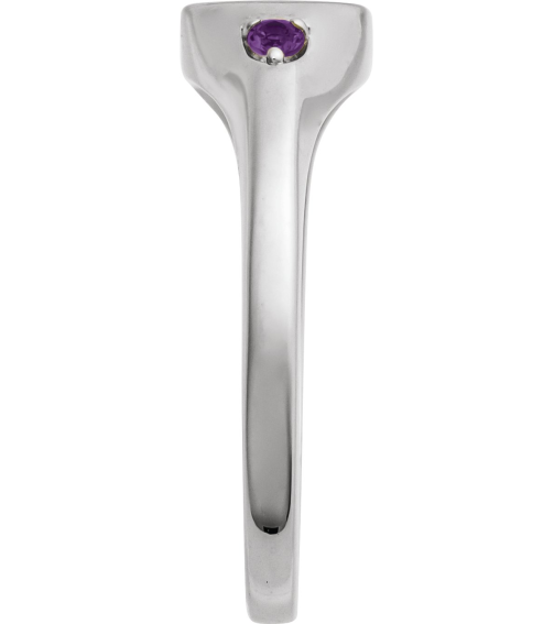 72463 Ring Set Sterling Silver Natural Amethyst Round 2 Mm Polished Natural Amethyst Signet Ring