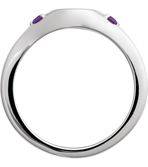72463 Ring Set Sterling Silver Natural Amethyst Round 2 Mm Polished Natural Amethyst Signet Ring