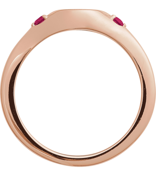 72463 Ring Set 14K Rose Natural Ruby Round 2 Mm Polished Natural Ruby Signet Ring