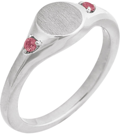 72463 Ring Set Sterling Silver Natural Pink Tourmaline Round 2 Mm Polished Natural Pink Tourmaline Signet Ring