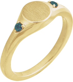 72463 Ring Set 14K Yellow Lab-Grown Alexandrite Round 2 Mm Polished Lab-Grown Alexandrite Signet Ring