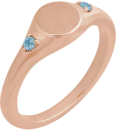 72463 Ring Set 14K Rose Natural Aquamarine Round 2 Mm Polished Natural Aquamarine Signet Ring