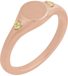 72463 Ring Set 14K Rose Natural Peridot Round 2 Mm Polished Natural Peridot Signet Ring