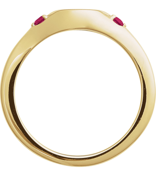 72463 Ring Set 14K Yellow Natural Ruby Round 2 Mm Polished Natural Ruby Signet Ring