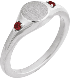 72463 Ring Set 14K White Natural Mozambique Garnet Round 2 Mm Polished Natural Mozambique Garnet Signet Ring