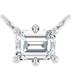 88774 Necklace Center Set 14K White Emerald Natural Diamond 4 X 3Mm 14 Ct Si2-Si3, Ghi Polished 14 Ct Natural Diamond 6-Prong Solitaire Necklace Center