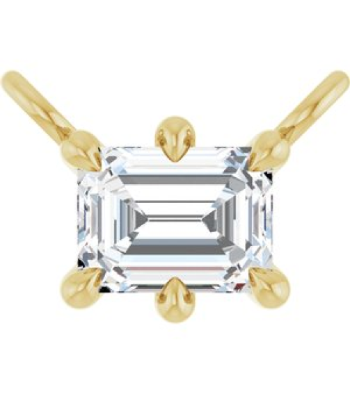 88774 Necklace Center Set 14K Yellow Emerald Natural Diamond 4 X 3Mm 14 Ct Si2-Si3, Ghi Polished 14 Ct Natural Diamond 6-Prong Solitaire Necklace Center