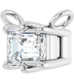 88774 Necklace Center Set Platinum Emerald Natural Diamond 4 X 3Mm 14 Ct Si2-Si3, Ghi Polished 14 Ct Natural Diamond 6-Prong Solitaire Necklace Center