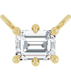 88774 Necklace Center Set 14K Yellow Emerald Lab-Grown Diamond 4 X 3Mm 14 Ct Si, Ghi Polished 14 Ct Lab-Grown Diamond 6-Prong Solitaire Necklace Center