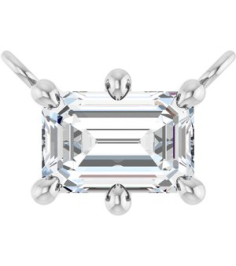 88774 Necklace Center Set 14K White Emerald Lab-Grown Diamond 6 X 4Mm 58 Ct Si, Ghi Polished 58 Ct Lab-Grown Diamond 6-Prong Solitaire Necklace Center