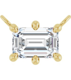 88774 Necklace Center Set 14K Yellow Emerald Lab-Grown Diamond 6 X 4Mm 58 Ct Si, Ghi Polished 58 Ct Lab-Grown Diamond 6-Prong Solitaire Necklace Center