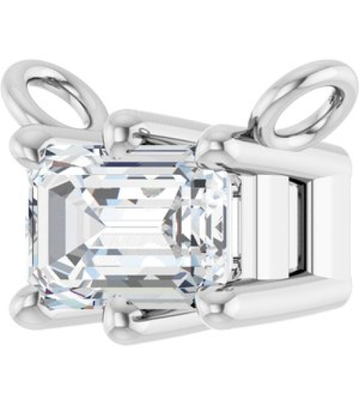 88774 Necklace Center Set Platinum Emerald Natural Diamond 5 X 3Mm 38 Ct Si2-Si3, Ghi Polished 38 Ct Natural Diamond 6-Prong Solitaire Necklace Center