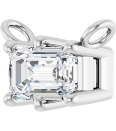 88774 Necklace Center Set Platinum Emerald Lab-Grown Diamond 5 X 3Mm 38 Ct Si, Ghi Polished 38 Ct Lab-Grown Diamond 6-Prong Solitaire Necklace Center