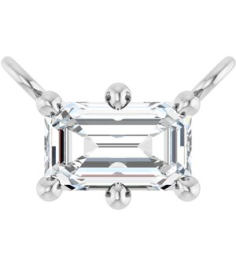88774 Necklace Center Set 14K White Emerald Lab-Grown Diamond 5 X 3Mm 38 Ct Si, Ghi Polished 38 Ct Lab-Grown Diamond 6-Prong Solitaire Necklace Center