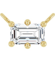 88774 Necklace Center Set 14K Yellow Emerald Lab-Grown Diamond 5 X 3Mm 38 Ct Si, Ghi Polished 38 Ct Lab-Grown Diamond 6-Prong Solitaire Necklace Center