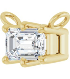 88774 Necklace Center Set 14K Yellow Emerald Lab-Grown Diamond 5 X 3Mm 38 Ct Si, Ghi Polished 38 Ct Lab-Grown Diamond 6-Prong Solitaire Necklace Center