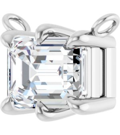 88774 Necklace Center Set 14K White Emerald Lab-Grown Diamond 7 X 5Mm 1 Ct Si, Ghi Polished 1 Ct Lab-Grown Diamond 6-Prong Solitaire Necklace Center