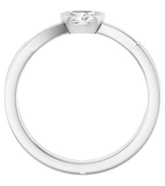 126940 Ring Set 14K White Natural Diamond Oval 5 X 3.5 Mm Polished 14 Ct Natural Diamond Half Bezel Solitaire Ring
