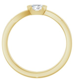 126940 Ring Set 14K Yellow Natural Diamond Oval 5 X 3.5 Mm Polished 14 Ct Natural Diamond Half Bezel Solitaire Ring