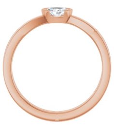126940 Ring Set 14K Rose Natural Diamond Oval 5 X 3.5 Mm Polished 14 Ct Natural Diamond Half Bezel Solitaire Ring