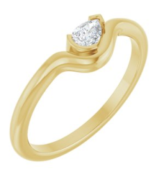 126941 Ring Set 14K Yellow Natural Diamond Pear 4.5 X 3 Mm Polished 16 Ct Natural Diamond Solitaire Ring