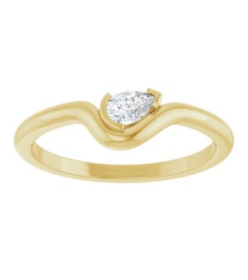 126941 Ring Set 14K Yellow Natural Diamond Pear 4.5 X 3 Mm Polished 16 Ct Natural Diamond Solitaire Ring