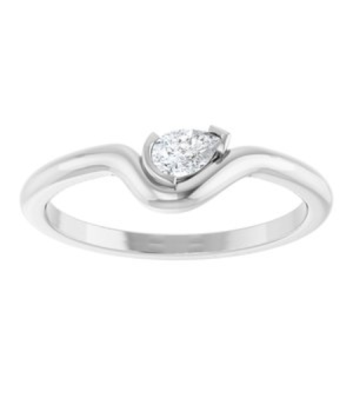 126941 Ring Set Platinum Natural Diamond Pear 4.5 X 3 Mm Polished 16 Ct Natural Diamond Solitaire Ring