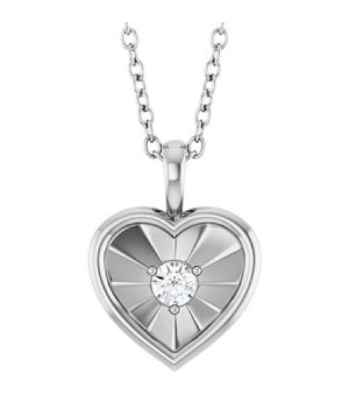 88760 Pendant Set Platinum Round Natural Diamond 3Mm 110 Ct Si2-Si3, G-H Polished 110 Ct Natural Diamond Heart Pendant