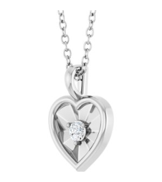 88760 Pendant Set Sterling Silver Round Natural Diamond 3Mm 110 Ct I1, G-H Polished 110 Ct Natural Diamond Heart Pendant