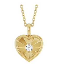 88760 Pendant Set 14K Yellow Round Natural Diamond 3Mm 110 Ct I1, G-H Polished 110 Ct Natural Diamond Heart Pendant