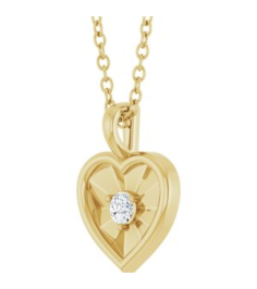 88760 Pendant Set 14K Yellow Round Natural Diamond 3Mm 110 Ct I1, G-H Polished 110 Ct Natural Diamond Heart Pendant