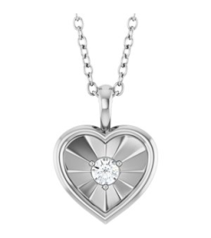 88760 Pendant Set 14K White Round Natural Diamond 3Mm 110 Ct I1, G-H Polished 110 Ct Natural Diamond Heart Pendant