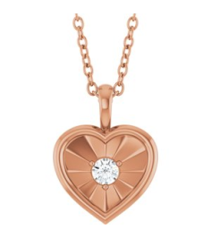 88760 Pendant Set 14K Rose Round Natural Diamond 3Mm 110 Ct I1, G-H Polished 110 Ct Natural Diamond Heart Pendant