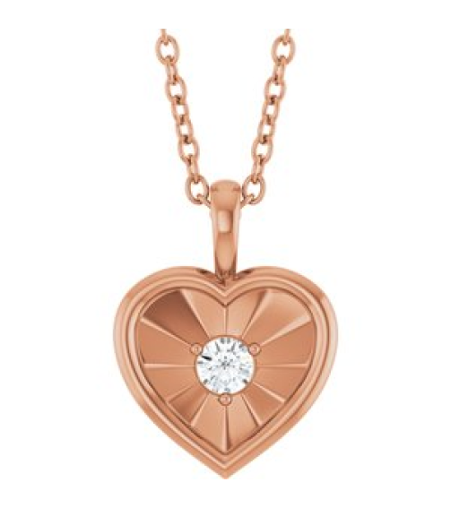 88760 Pendant Set 14K Rose Round Natural Diamond 3Mm 110 Ct I1, G-H Polished 110 Ct Natural Diamond Heart Pendant