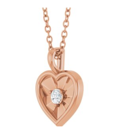 88760 Pendant Set 14K Rose Round Natural Diamond 3Mm 110 Ct I1, G-H Polished 110 Ct Natural Diamond Heart Pendant
