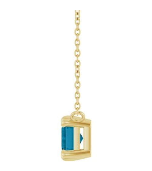 88774 Necklace Set 14K Yellow Emerald Natural London Blue Topaz 7 X 5 Mm 18 In Polished Natural London Blue Topaz 6-Prong Solitaire Necklace