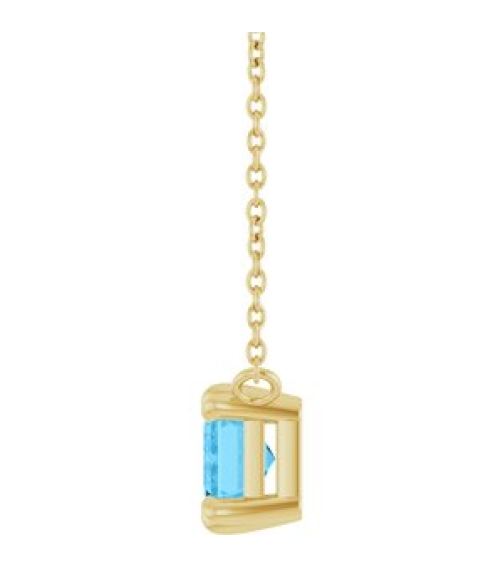 88774 Necklace Set 14K Yellow Emerald Natural Swiss Blue Topaz 7 X 5 Mm 18 In Polished Natural Swiss Blue Topaz 6-Prong Solitaire Necklace