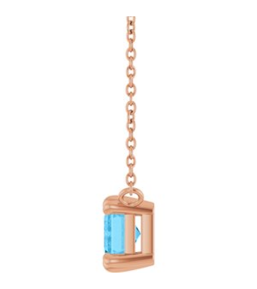 88774 Necklace Set 14K Rose Emerald Natural Swiss Blue Topaz 7 X 5 Mm 18 In Polished Natural Swiss Blue Topaz 6-Prong Solitaire Necklace