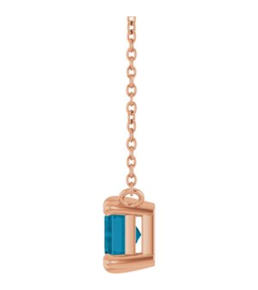 88774 Necklace Set 14K Rose Emerald Natural London Blue Topaz 7 X 5 Mm 18 In Polished Natural London Blue Topaz 6-Prong Solitaire Necklace