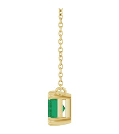 88774 Necklace Set 14K Yellow Emerald Lab-Grown Emerald 7 X 5 Mm 18 In Polished Lab-Grown Emerald 6-Prong Solitaire Necklace