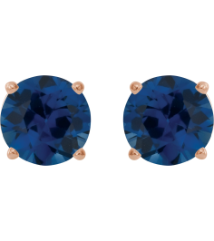 1874 14K Rose Set Round Lab-Grown Blue Sapphire Pair 6 Mm Friction Friction Backs Included 4-Prong Polished Lab-Grown Blue Sapphire Stud Earrings