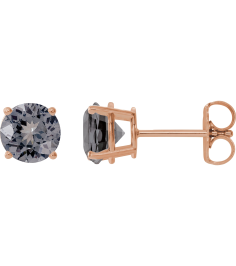 1874 14K Rose Set Round Natural Gray Spinel Pair 6 Mm Friction Friction Backs Included 4-Prong Polished Natural Gray Spinel Stud Earrings